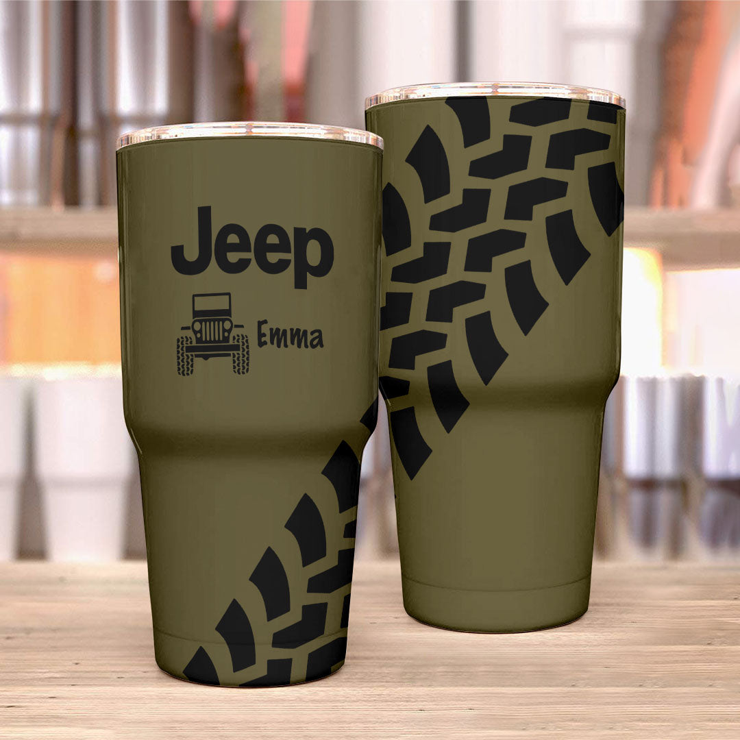 Personalized Jeep Trek Tumbler 40oz Tire Tracks Print Supler Store