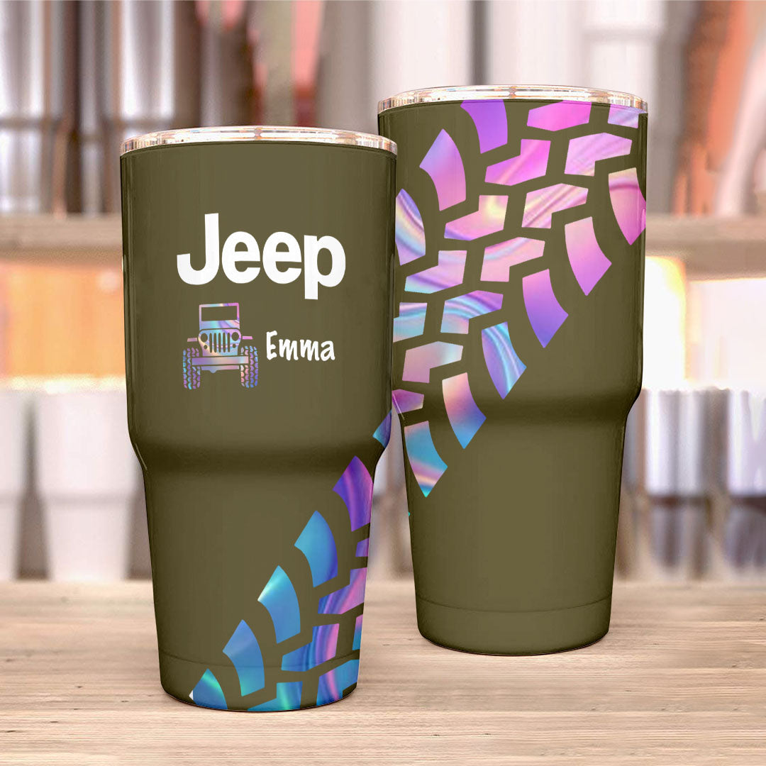 Personalized Jeep Trek Tumbler 40oz Tire Tracks Print Supler Store