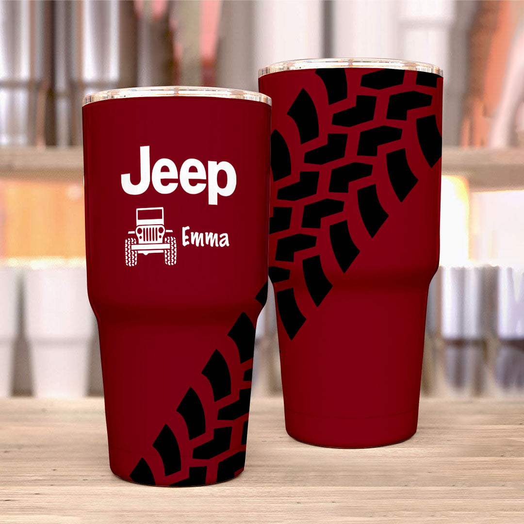 Personalized Jeep Trek Tumbler 40oz Tire Tracks Print Supler Store