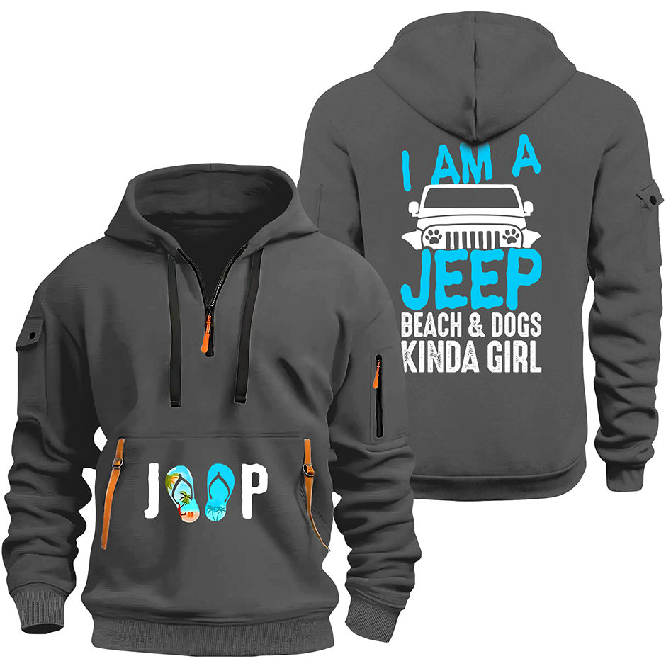 I'm A Jeep Beach & Dogs Kinda Girl Quarter Zip Hoodie Supler Store