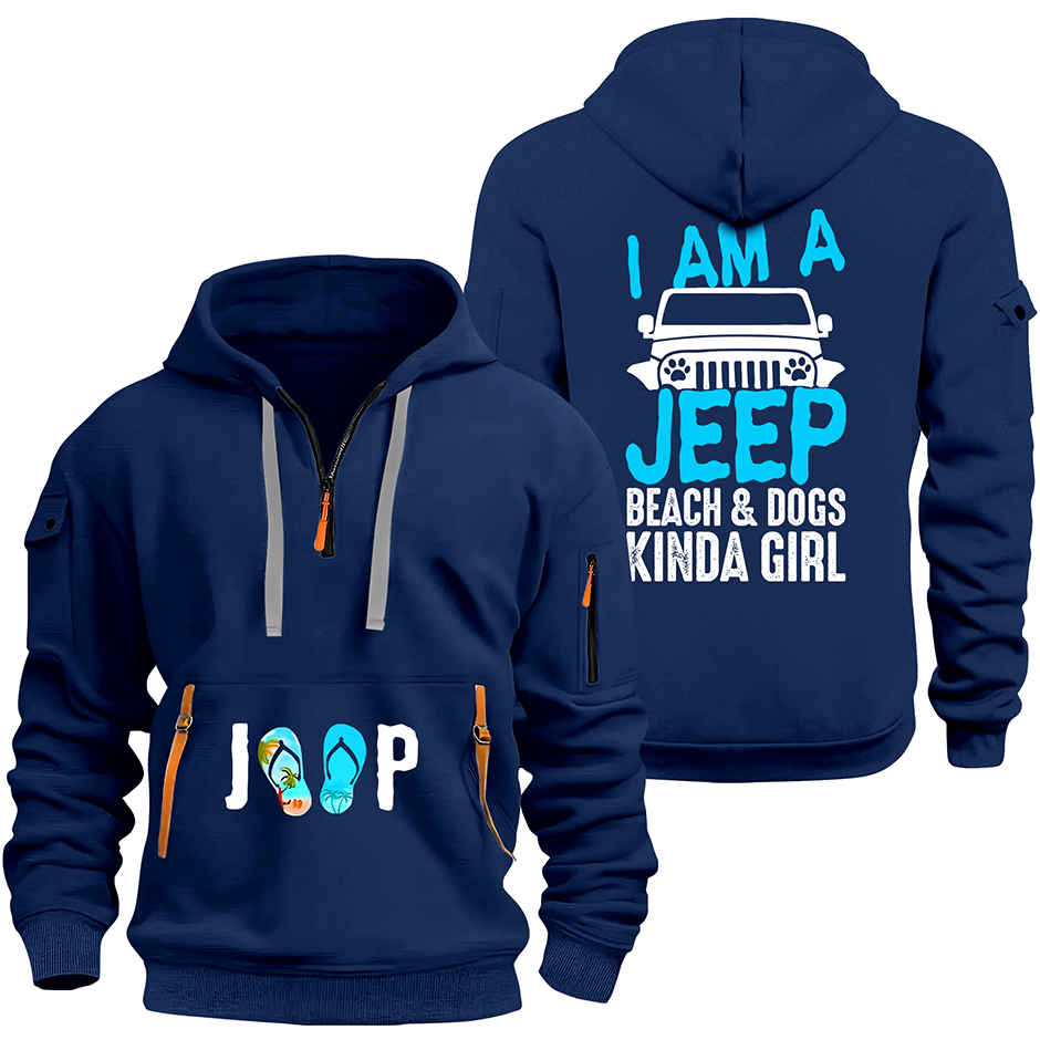 I'm A Jeep Beach & Dogs Kinda Girl Quarter Zip Hoodie Supler Store
