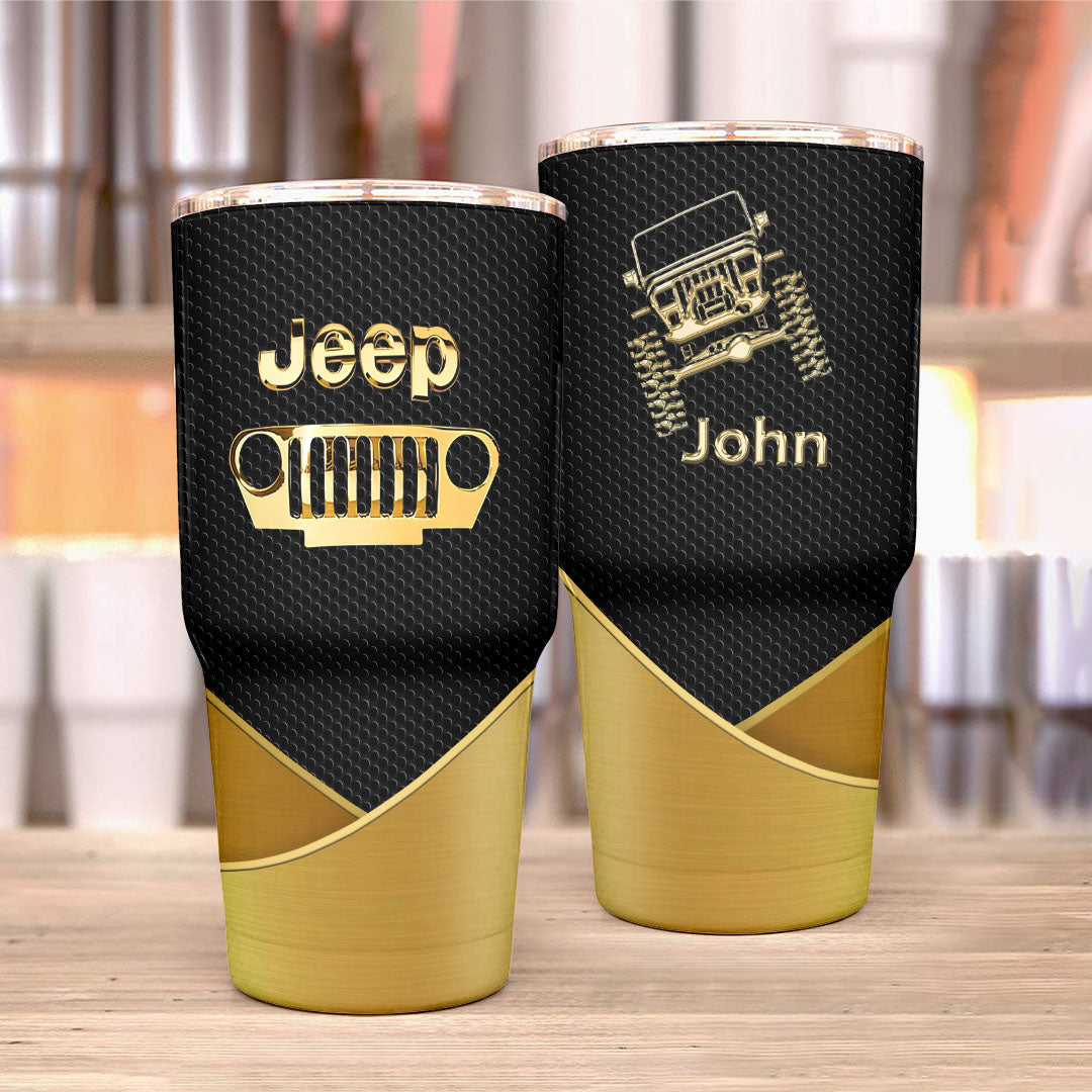 Personalized Jeep Trek Tumbler 3D Effect Print Gold Silver 40oz 30oz Supler Store