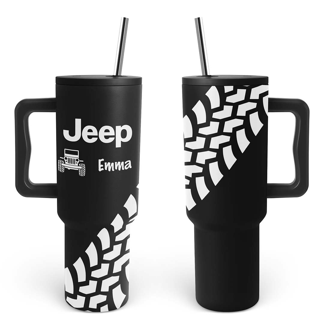 Personalized Jeep Trek Tumbler 40oz Tire Tracks Print Supler Store