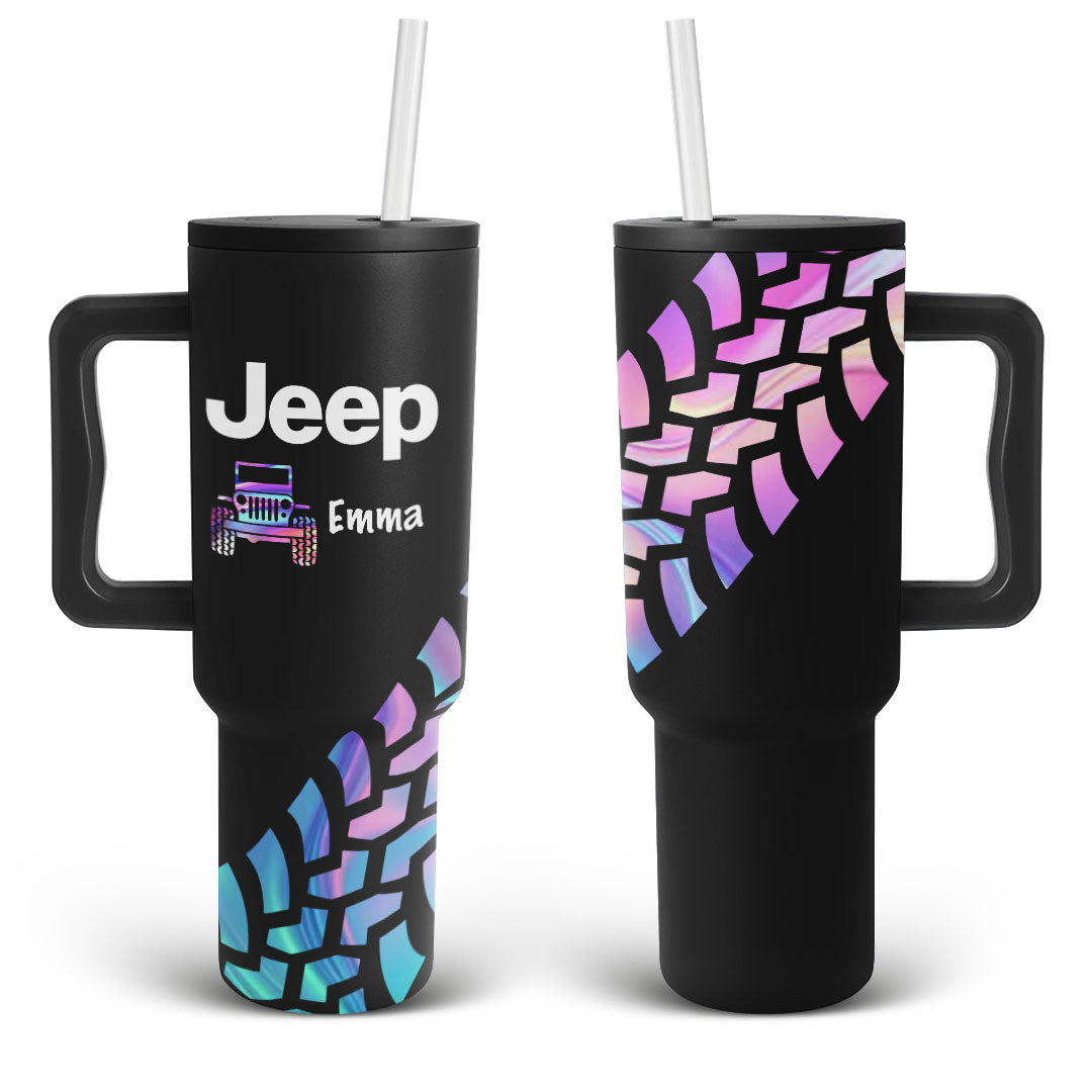 Personalized Jeep Trek Tumbler 40oz Tire Tracks Print Supler Store