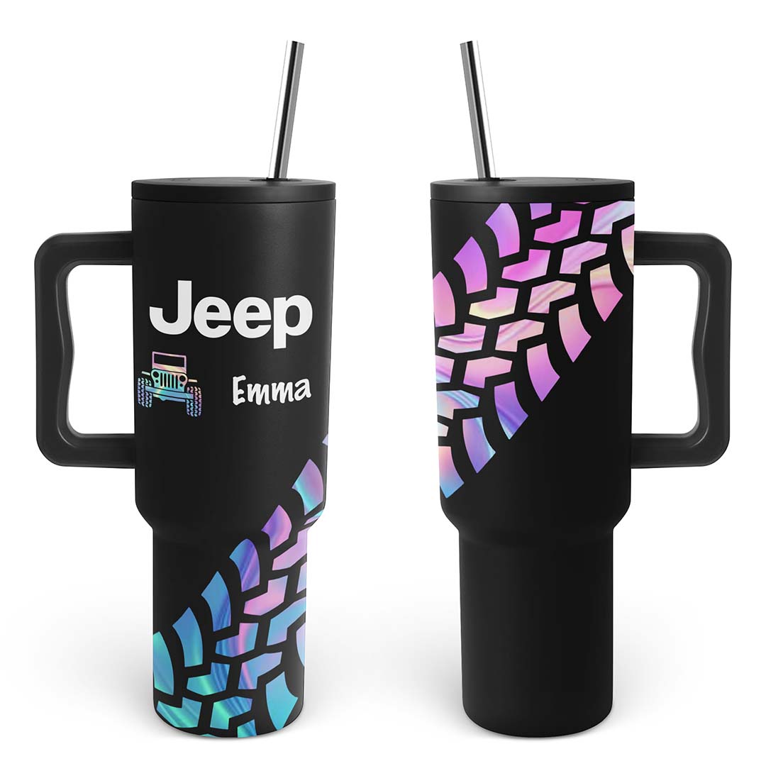Personalized Jeep Trek Tumbler 40oz Tire Tracks Print Supler Store