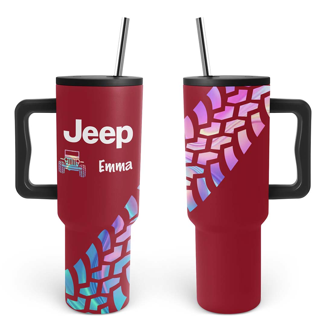 Personalized Jeep Trek Tumbler 40oz Tire Tracks Print Supler Store