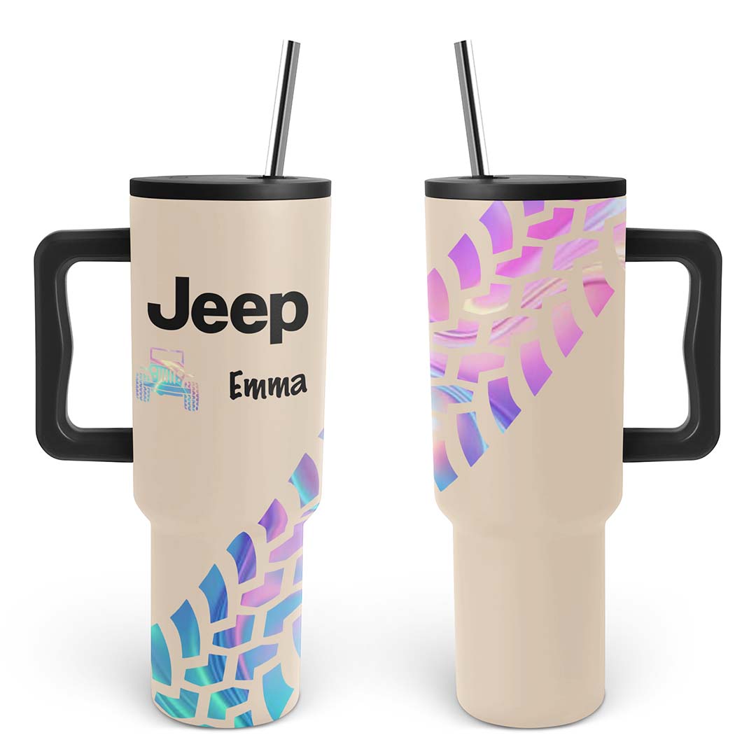 Personalized Jeep Trek Tumbler 40oz Tire Tracks Print Supler Store