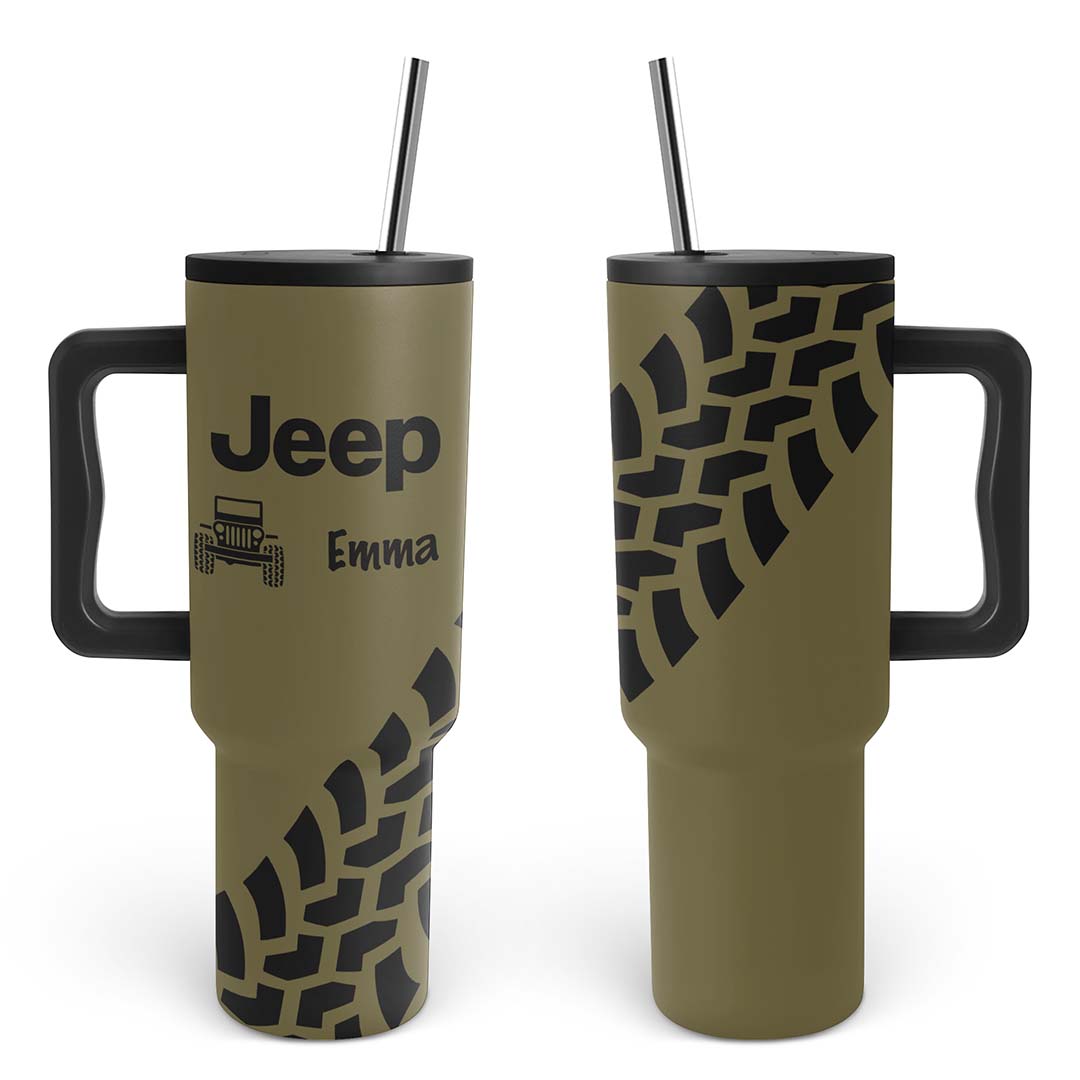 Personalized Jeep Trek Tumbler 40oz Tire Tracks Print Supler Store
