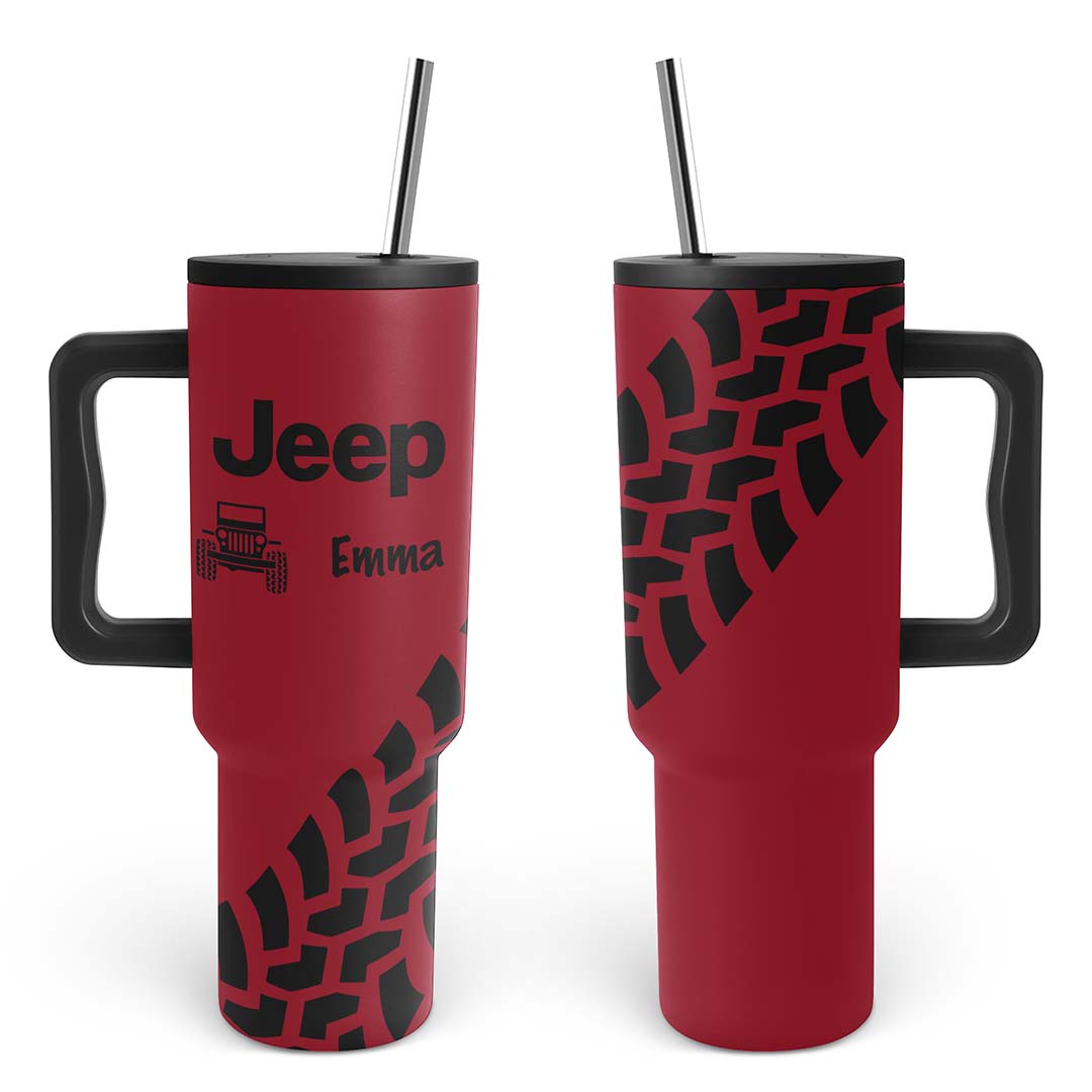 Personalized Jeep Trek Tumbler 40oz Tire Tracks Print Supler Store