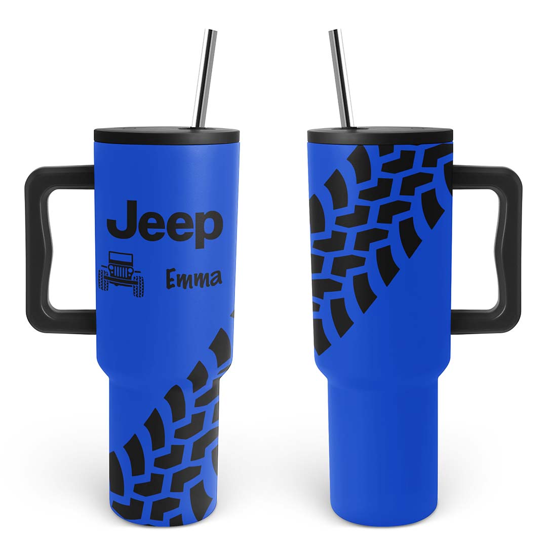 Personalized Jeep Trek Tumbler 40oz Tire Tracks Print Supler Store