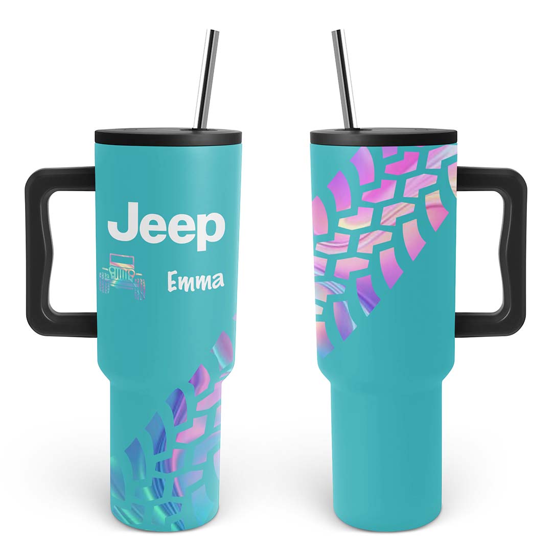 Personalized Jeep Trek Tumbler 40oz Tire Tracks Print Supler Store