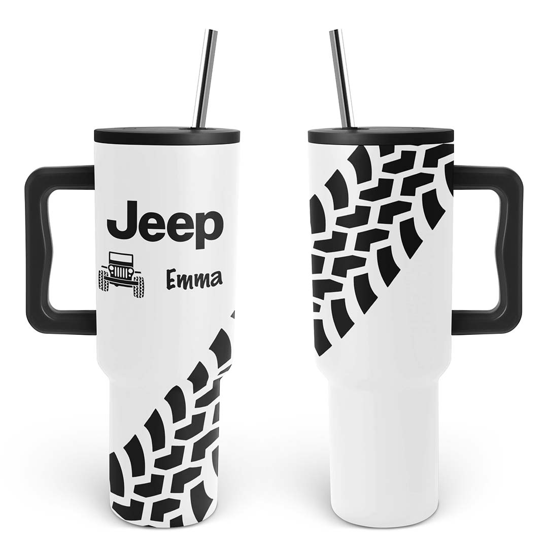 Personalized Jeep Trek Tumbler 40oz Tire Tracks Print Supler Store