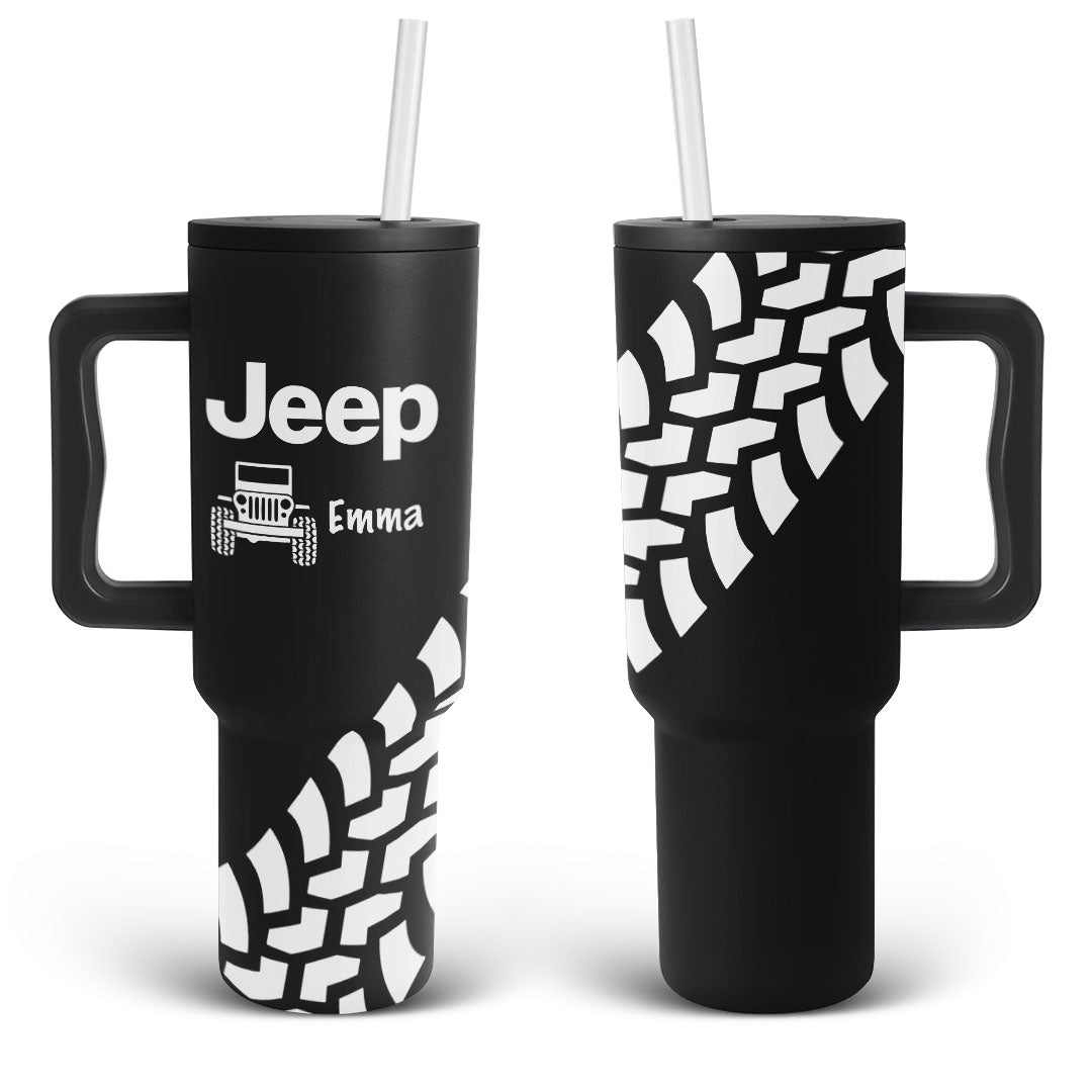 Personalized Jeep Trek Tumbler 40oz Tire Tracks Print Supler Store