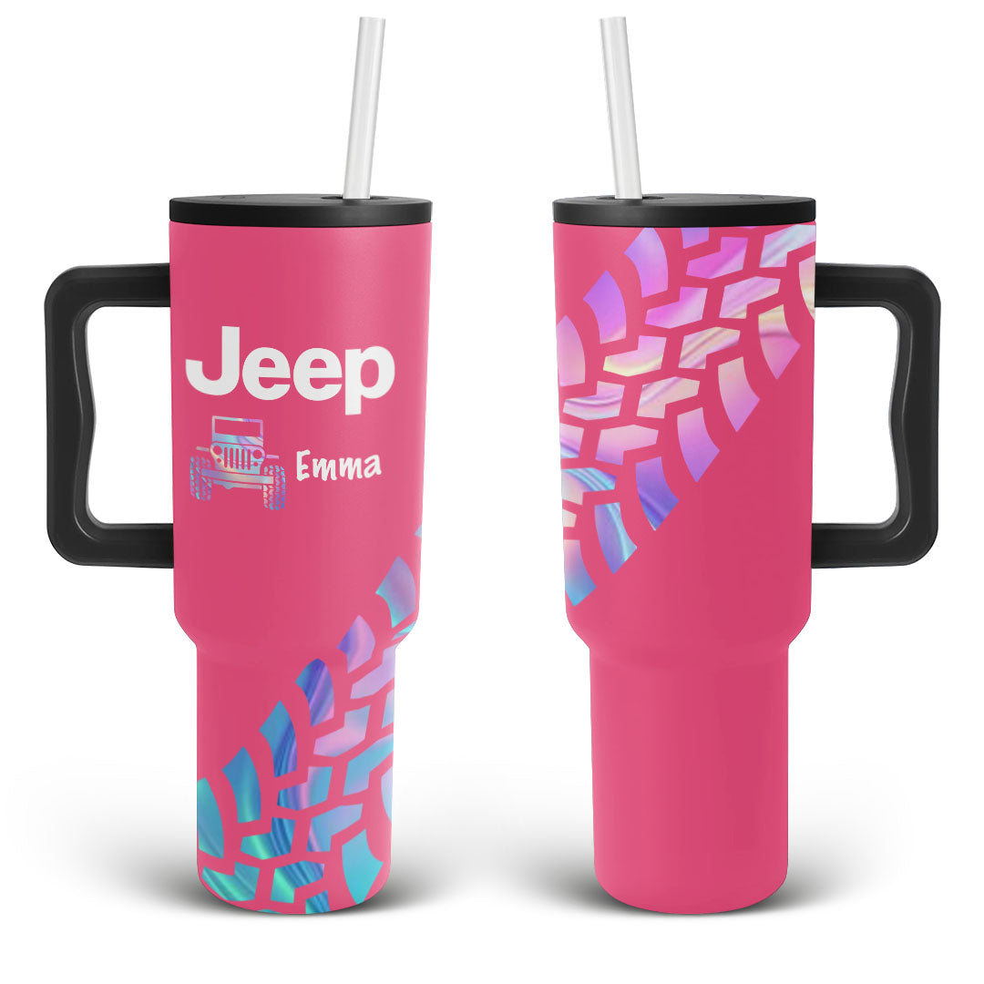 Personalized Jeep Trek Tumbler 40oz Tire Tracks Print Supler Store