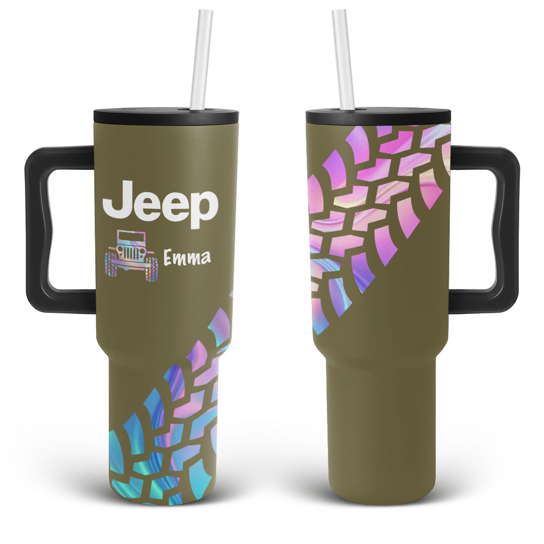 Personalized Jeep Trek Tumbler 40oz Tire Tracks Print Supler Store