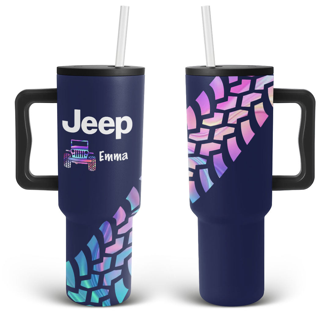 Personalized Jeep Trek Tumbler 40oz Tire Tracks Print Supler Store