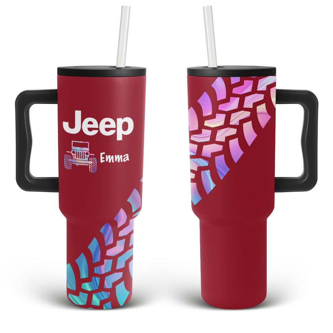 Personalized Jeep Trek Tumbler 40oz Tire Tracks Print Supler Store