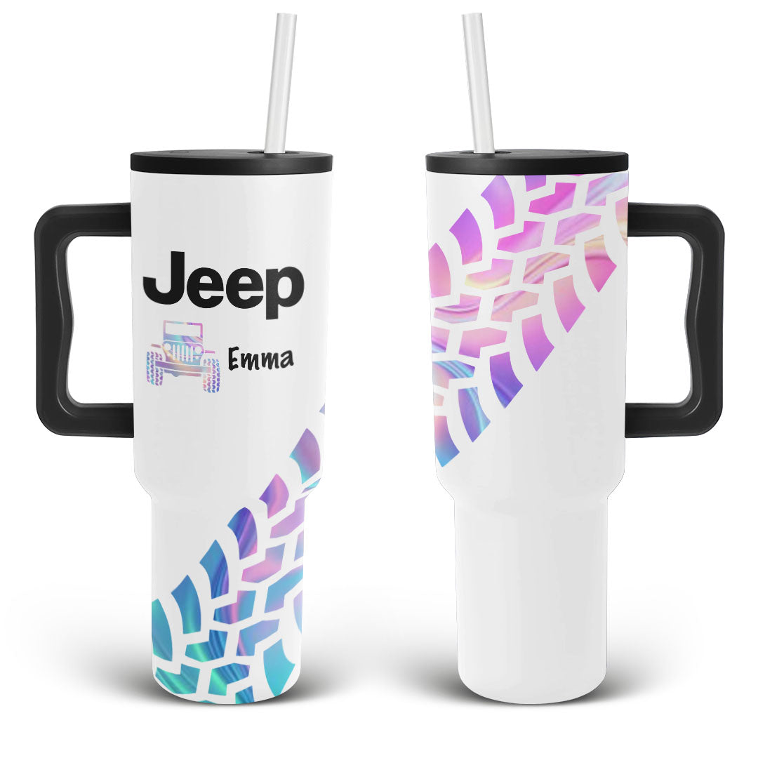 Personalized Jeep Trek Tumbler 40oz Tire Tracks Print Supler Store