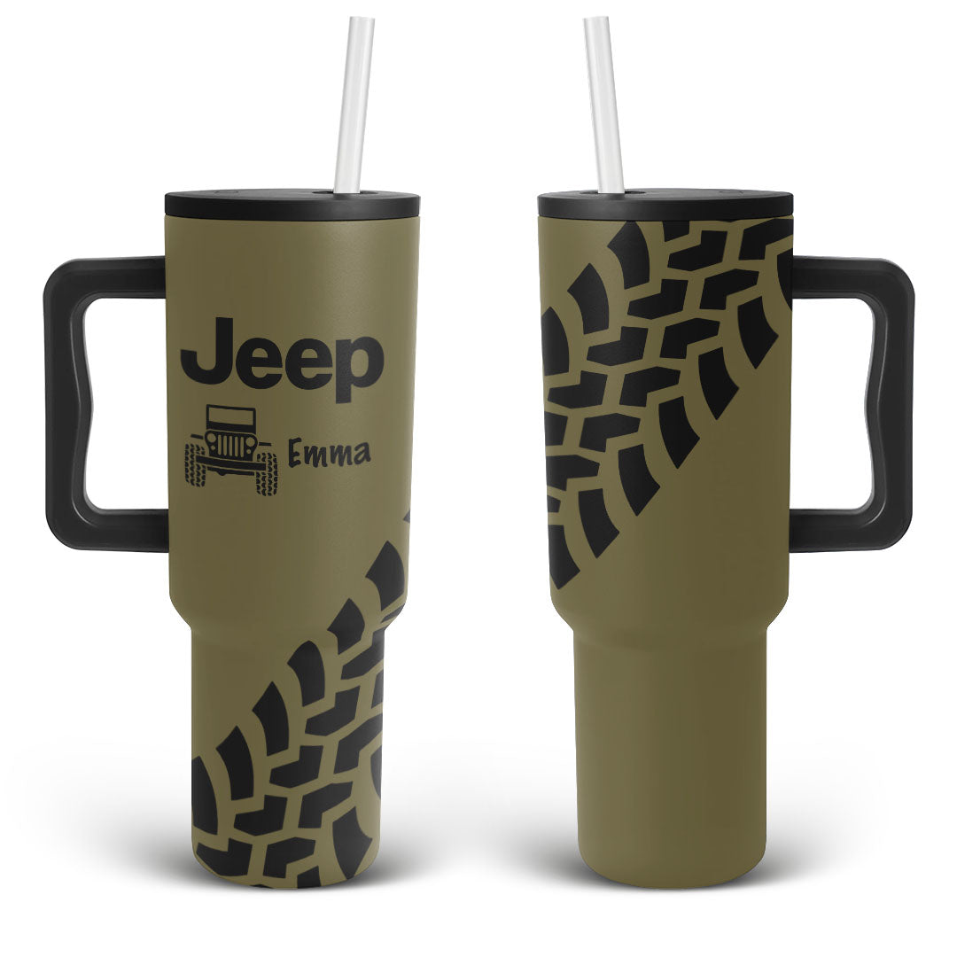 Personalized Jeep Trek Tumbler 40oz Tire Tracks Print Supler Store