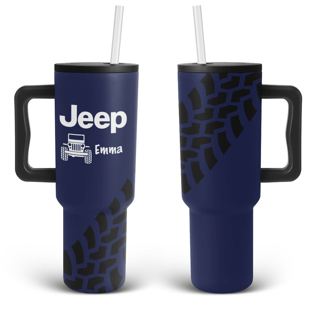 Personalized Jeep Trek Tumbler 40oz Tire Tracks Print Supler Store
