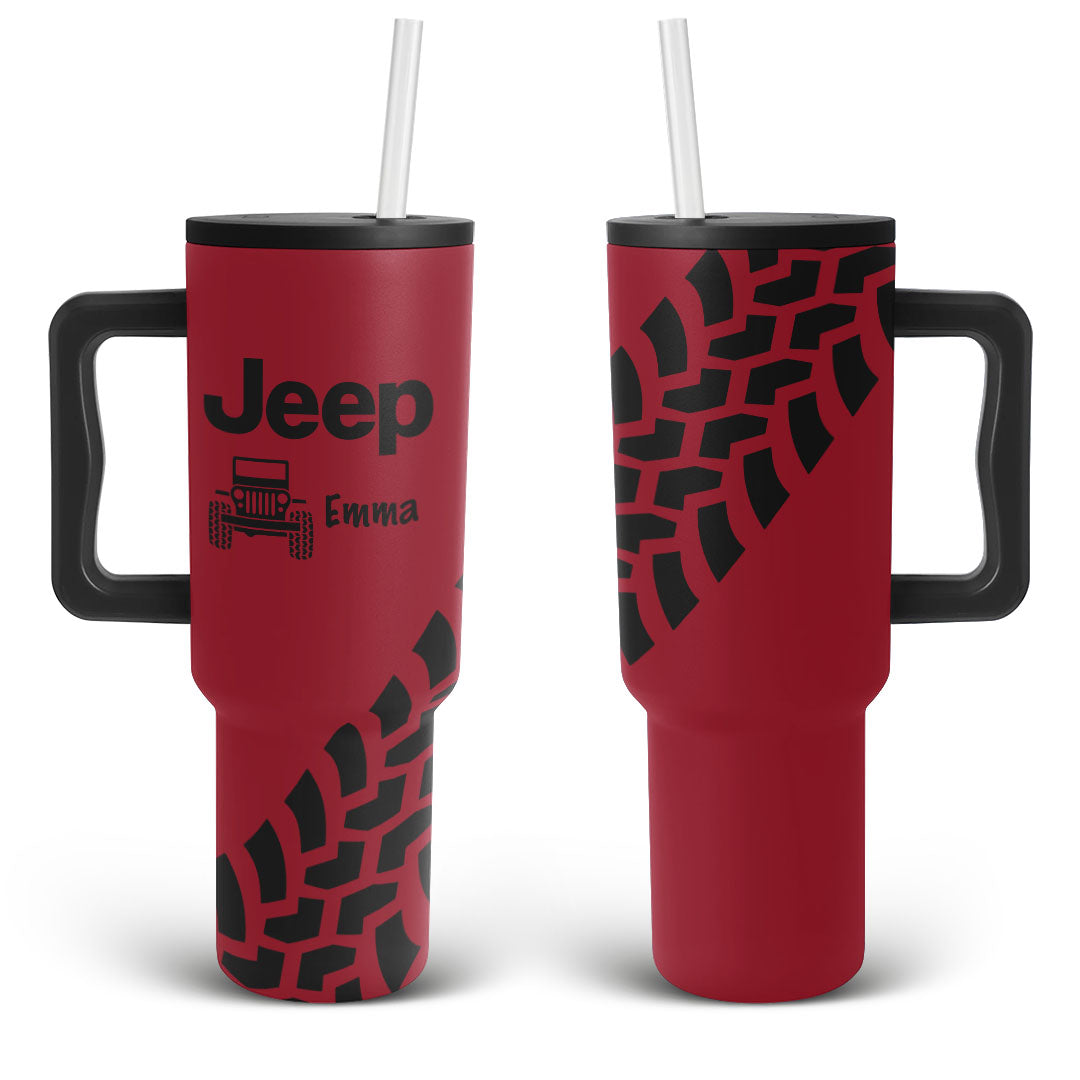 Personalized Jeep Trek Tumbler 40oz Tire Tracks Print Supler Store