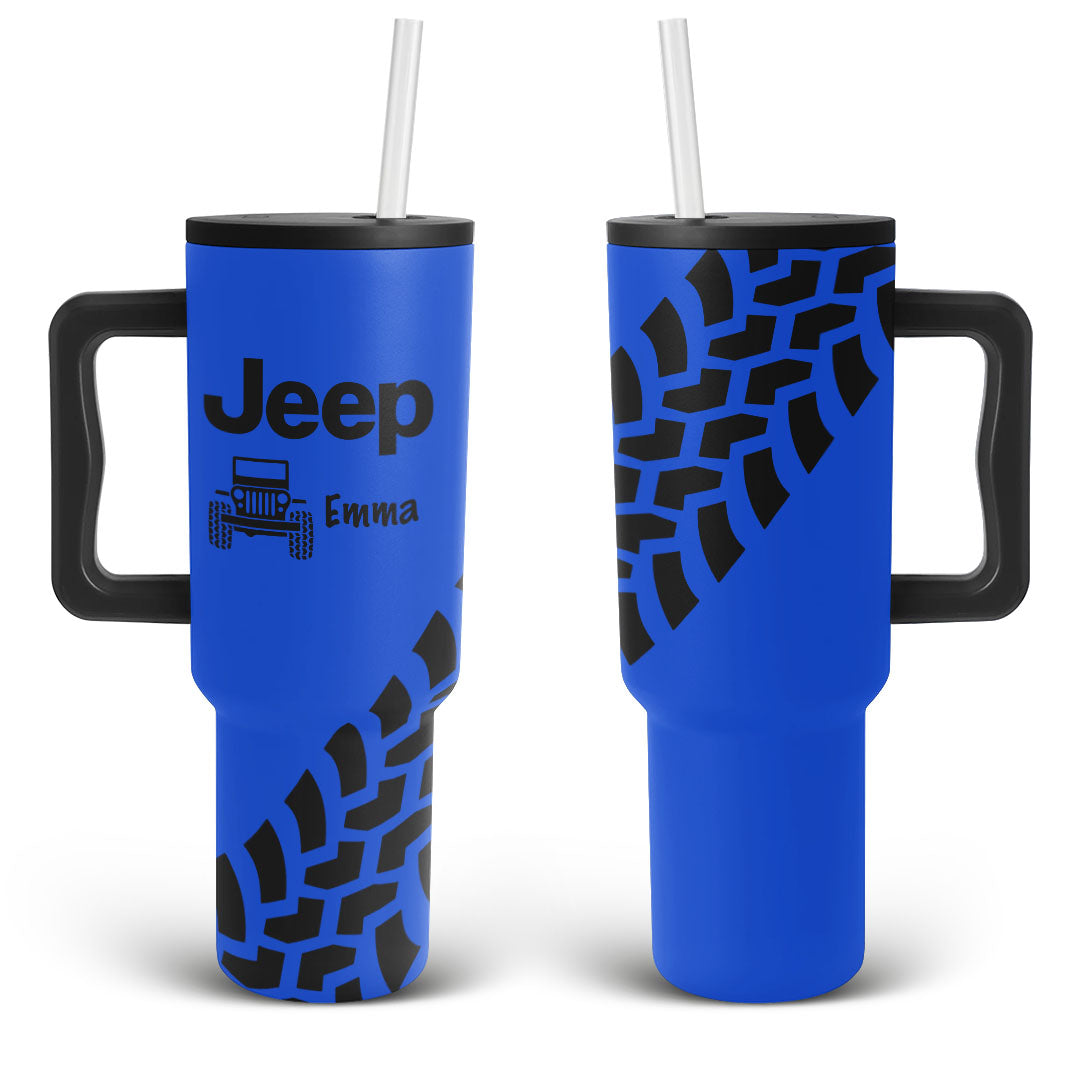 Personalized Jeep Trek Tumbler 40oz Tire Tracks Print Supler Store