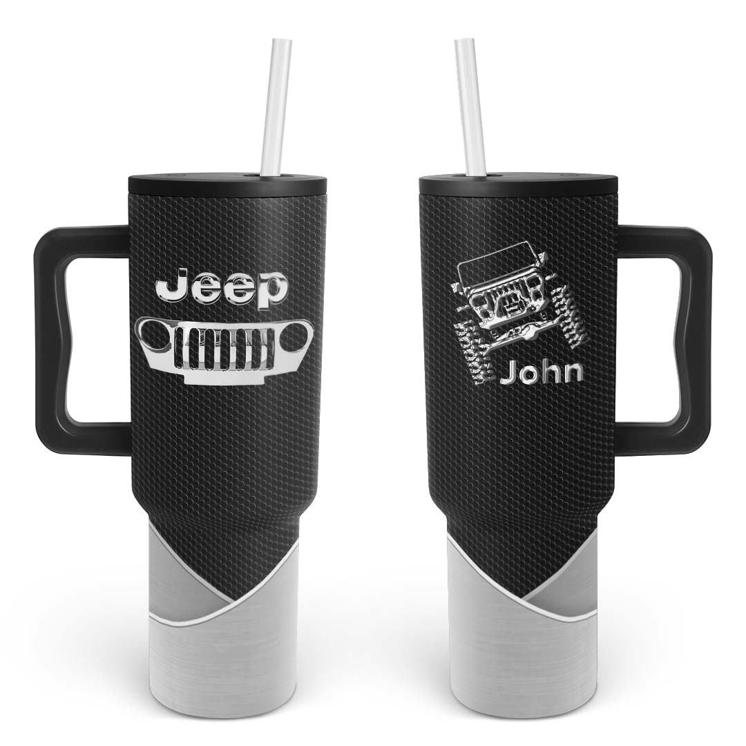 Personalized Jeep Trek Tumbler 3D Effect Print Gold Silver 40oz 30oz