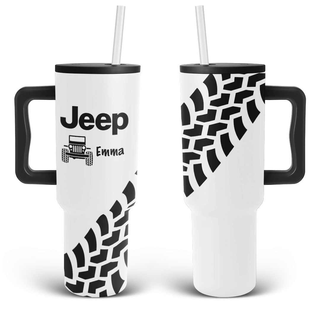 Personalized Jeep Trek Tumbler 40oz Tire Tracks Print Supler Store