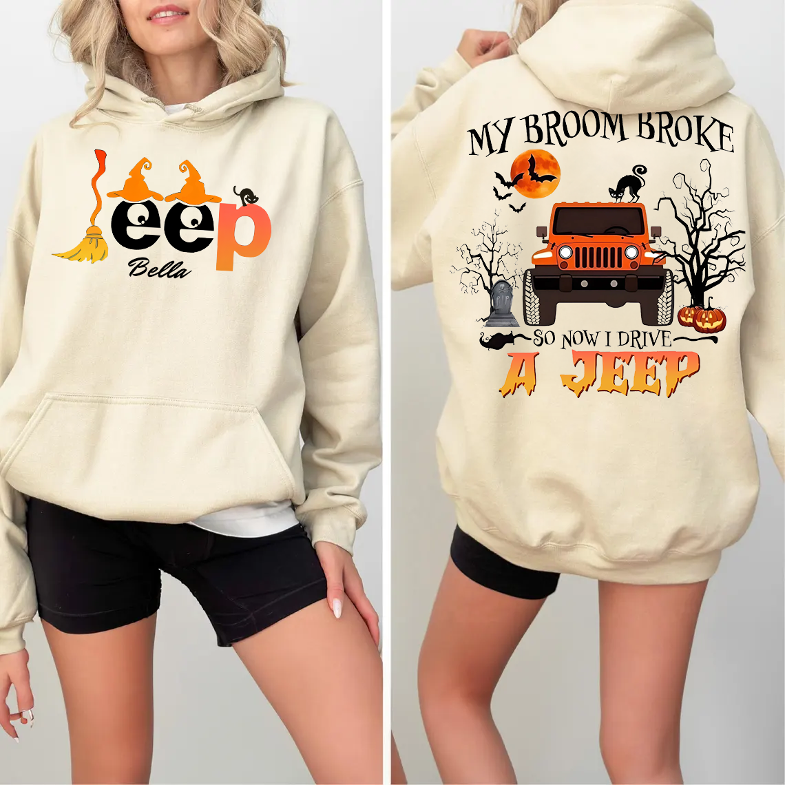 Personalized Halloween My Broom Broke So Now I Drive A Jeep T-Shirt Hoodie Supler Store