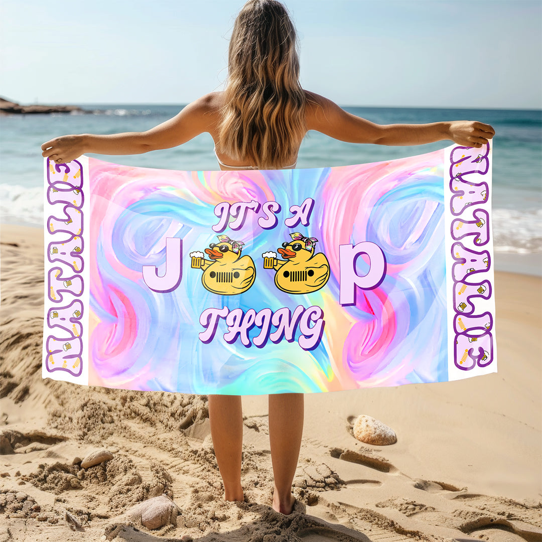 Personalized Duck Duck It's A Jeep Thing Beach Towel