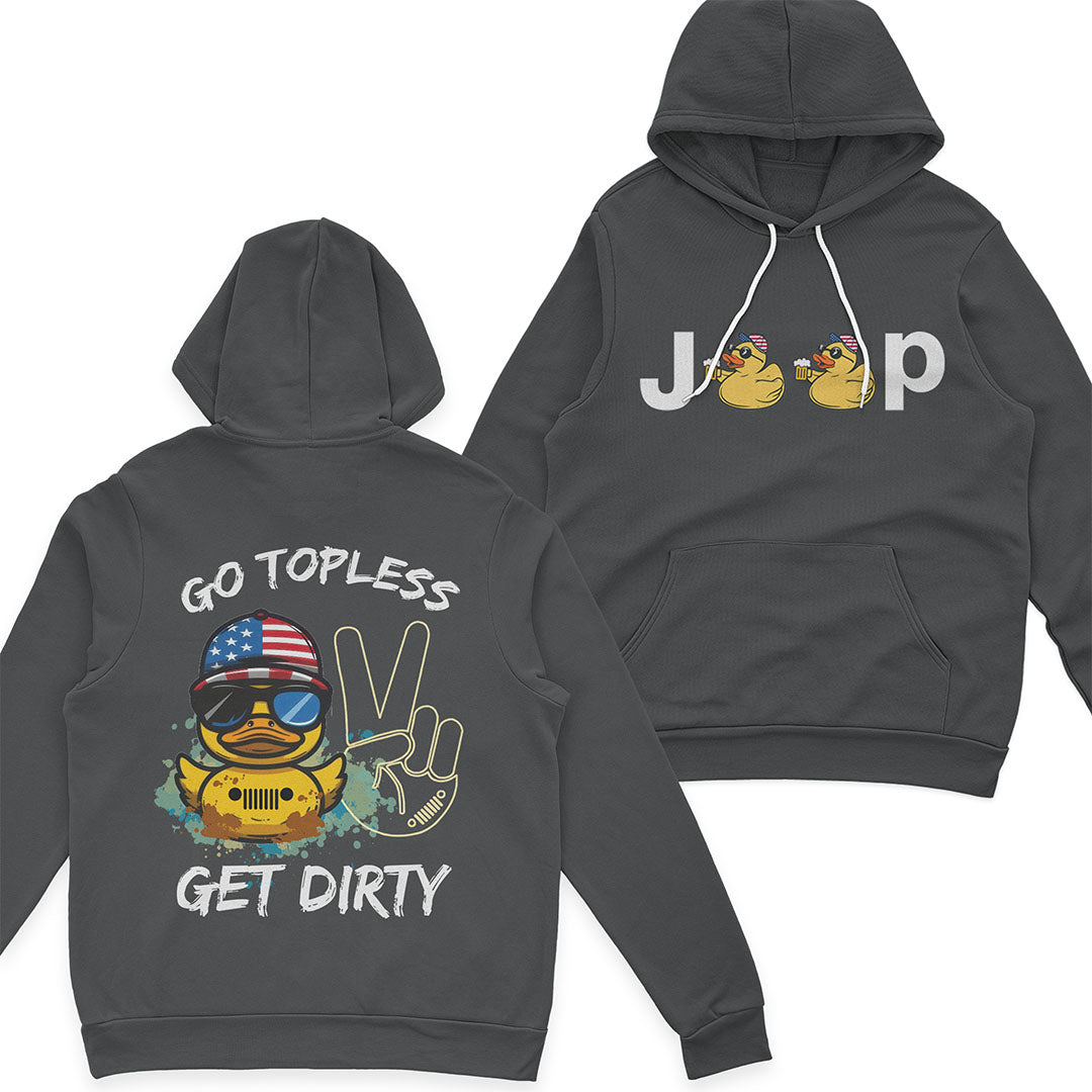 Jeep Duck Offroad Go Topless Get Dirty Beer American Flag T-Shirt Hoodie
