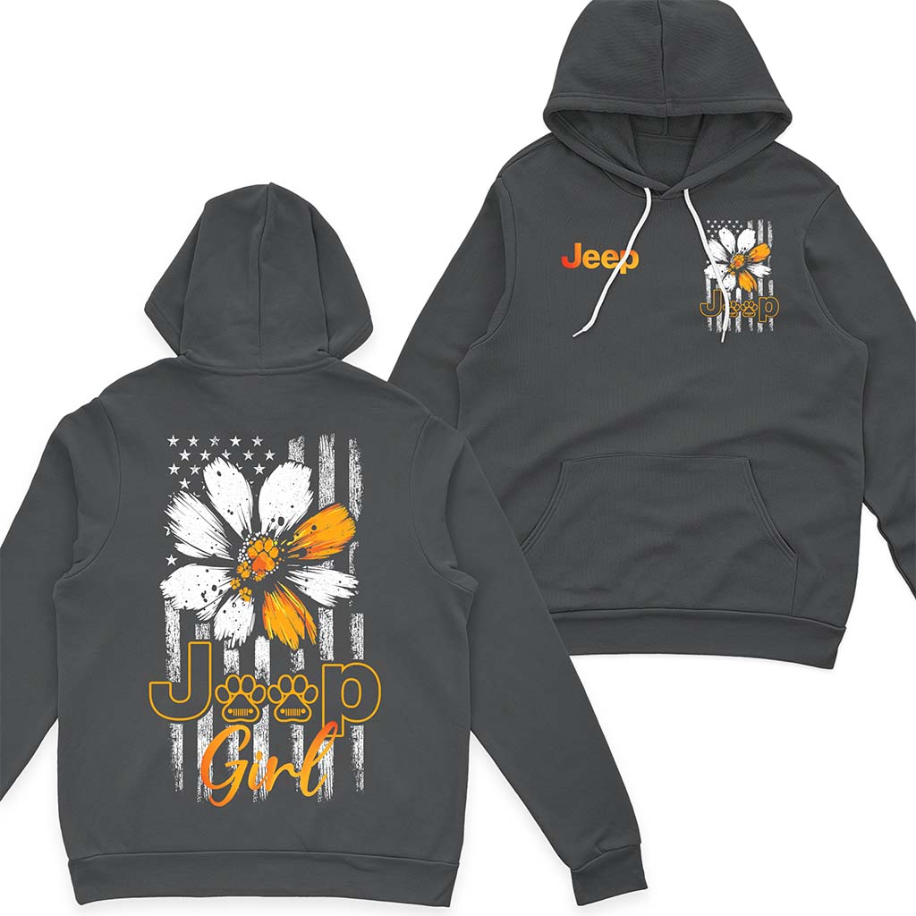 Jeep Dog Girl Sunflower Quarter Zip Hoodie Supler Store