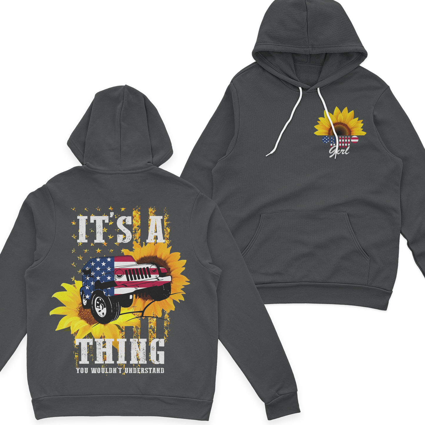 Jeep Girl Sunflower It's A Jeep Thing American Flag T-Shirt Hoodie