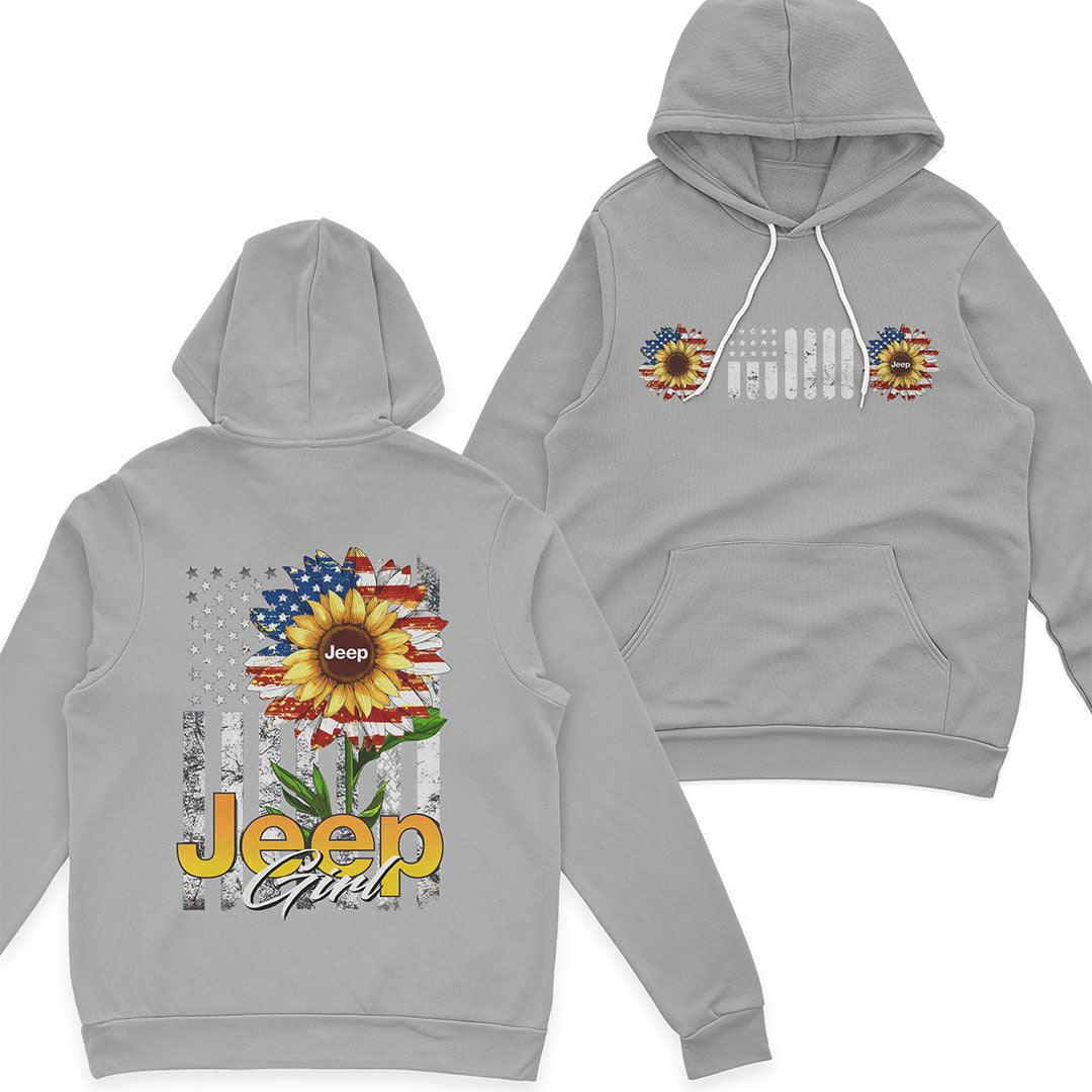Jeep Girl Sunflower American Flag T-Shirt Hoodie Supler Store