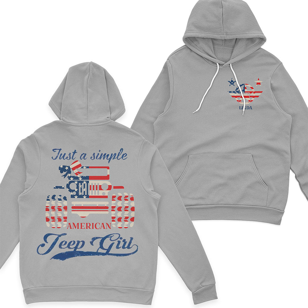 Personalized Jeep Just a Simple American Girl US Independennce Day 4th Of July T-Shirt Hoodie