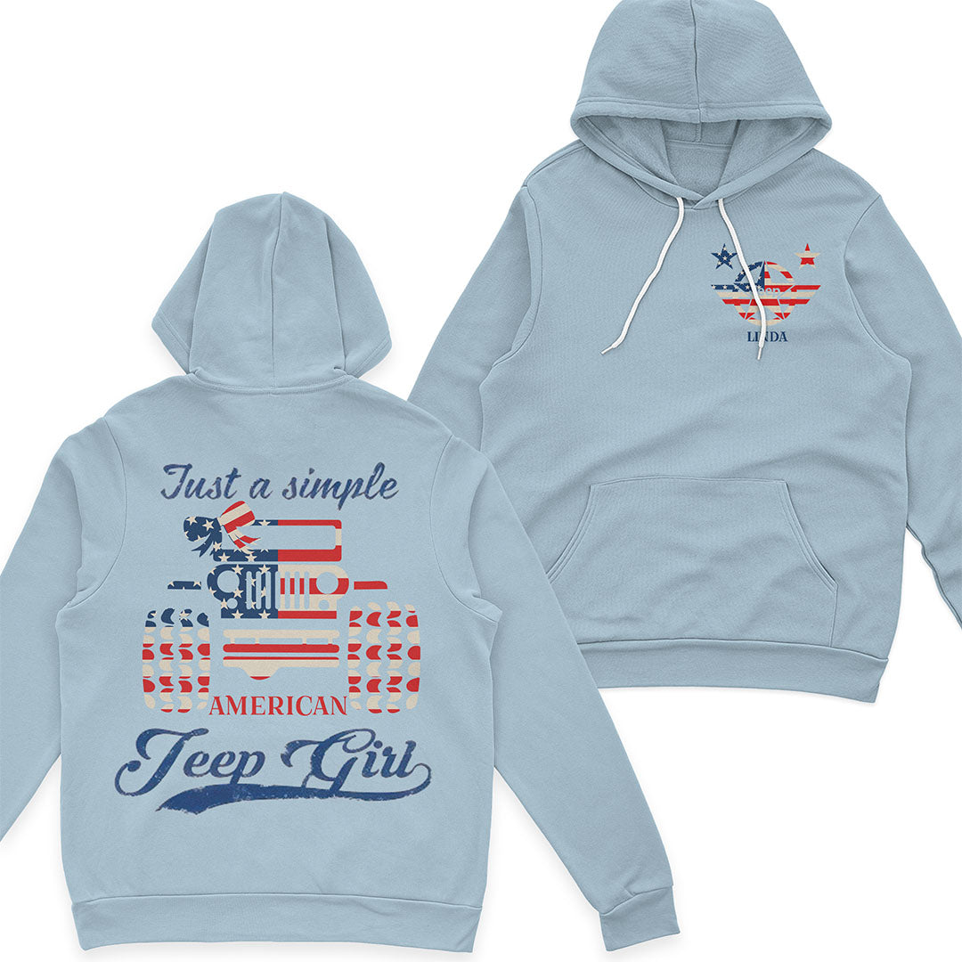 Personalized Jeep Just a Simple American Girl US Independennce Day 4th Of July T-Shirt Hoodie