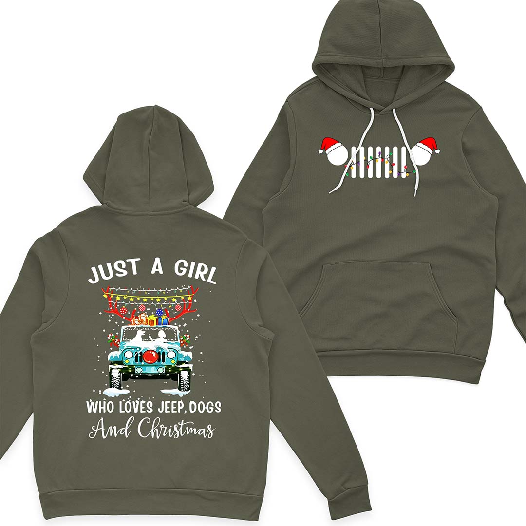 Just A Girl Who Loves Jeep, Dogs And Christmas T-Shirt Hoodie Supler Store