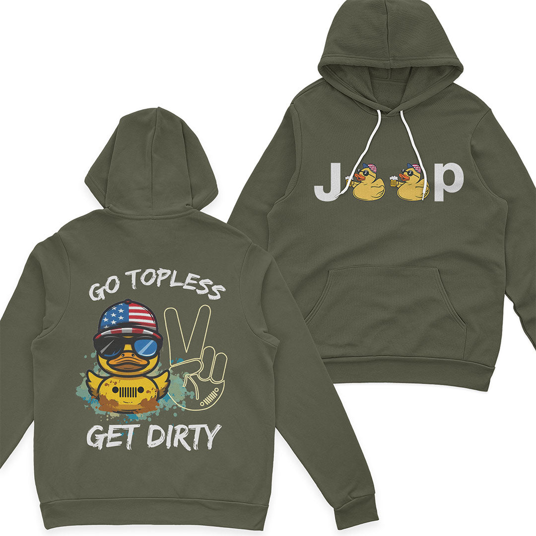 Jeep Duck Offroad Go Topless Get Dirty Beer American Flag T-Shirt Hoodie Supler Store
