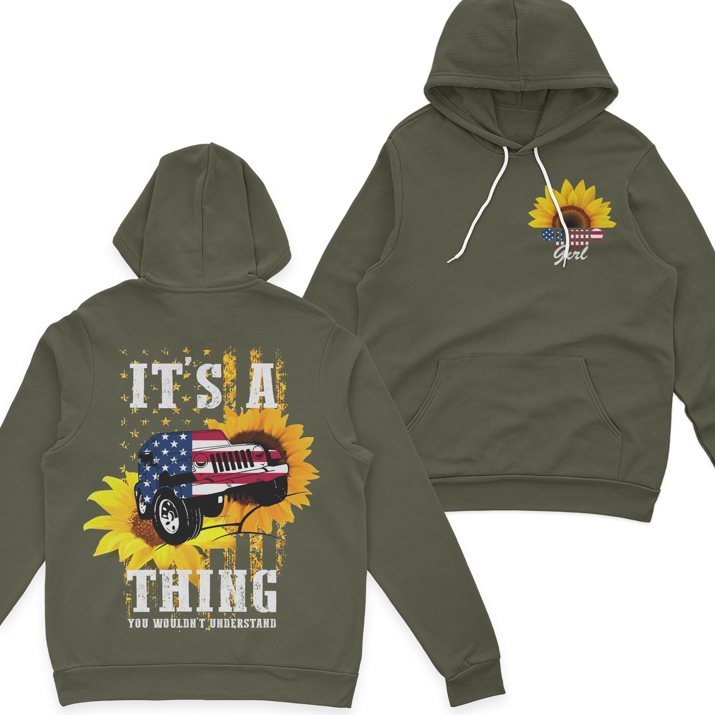 Jeep Girl Sunflower It's A Jeep Thing American Flag T-Shirt Hoodie
