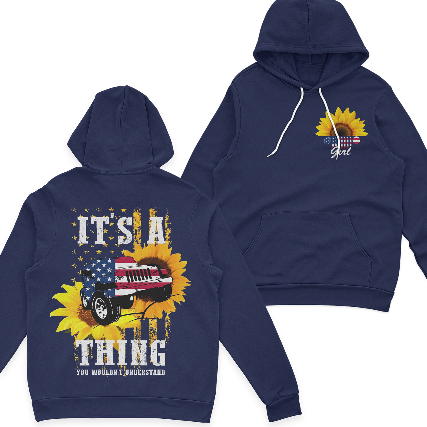 Jeep Girl Sunflower It's A Jeep Thing American Flag T-Shirt Hoodie