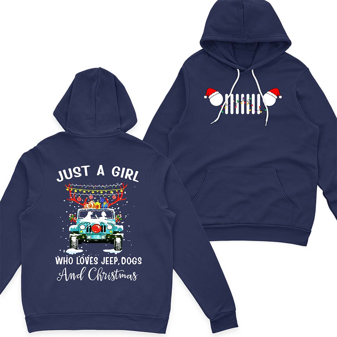 Just A Girl Who Loves Jeep, Dogs And Christmas T-Shirt Hoodie Supler Store