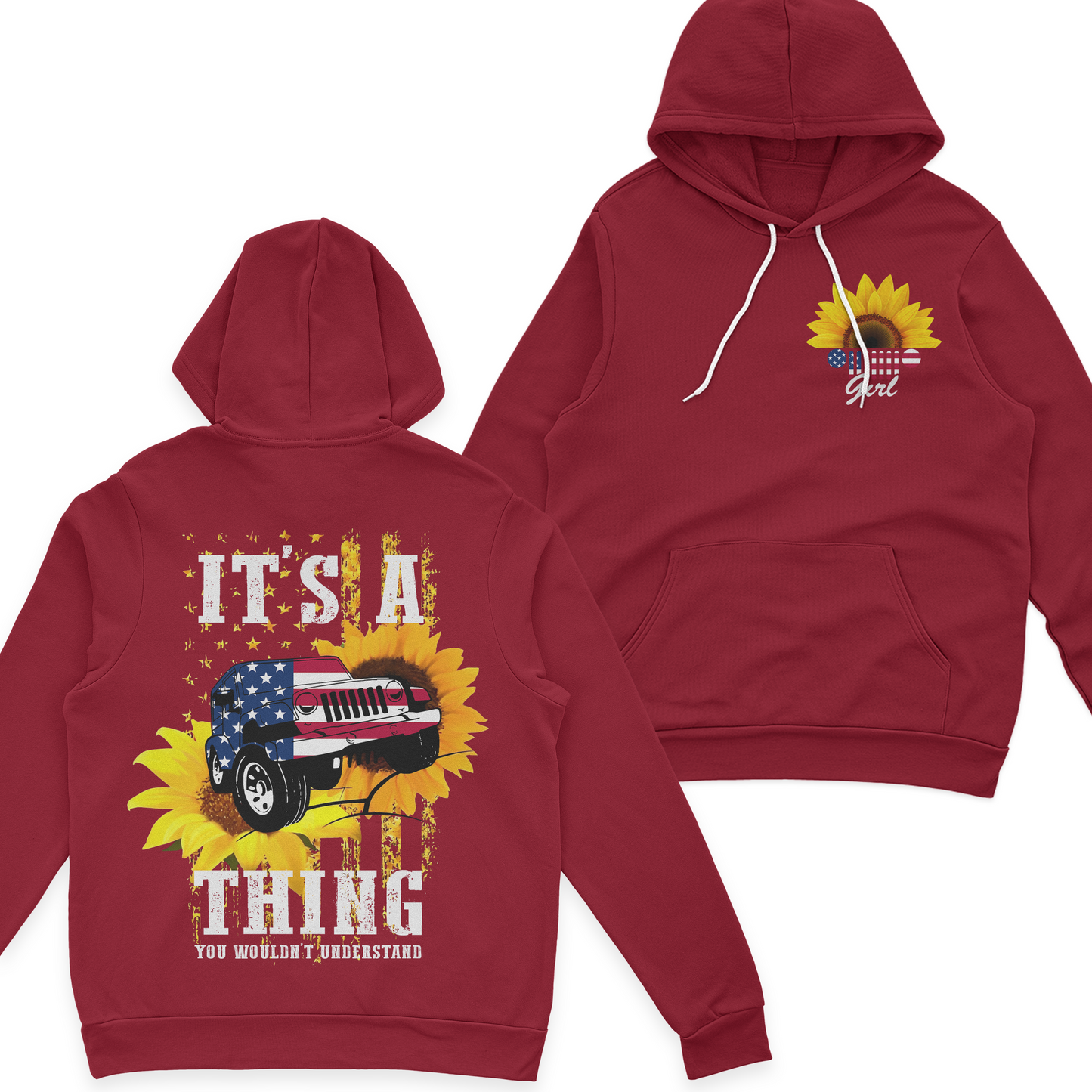 Jeep Girl Sunflower It's A Jeep Thing American Flag T-Shirt Hoodie