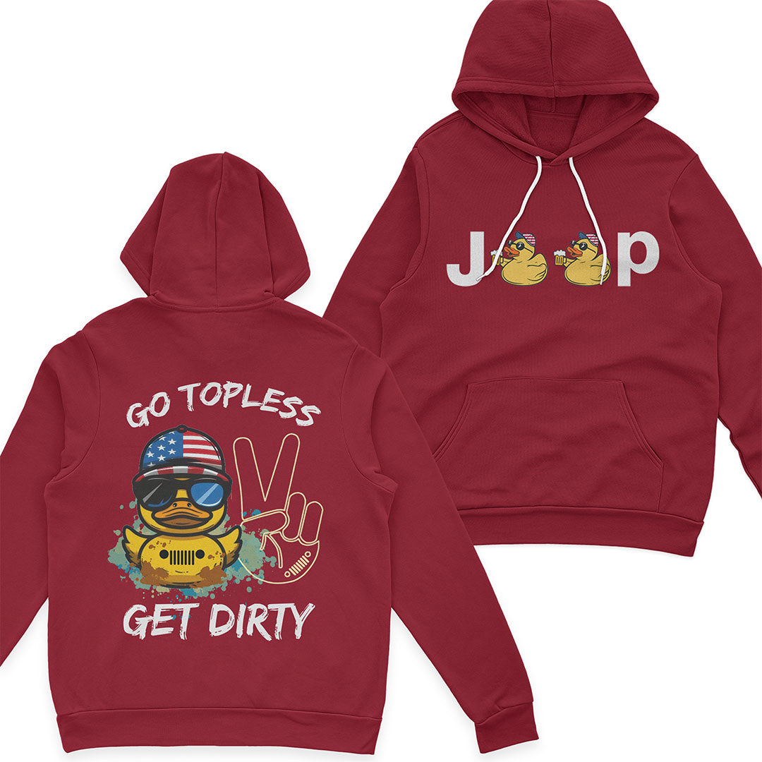 Jeep Duck Offroad Go Topless Get Dirty Beer American Flag T-Shirt Hoodie