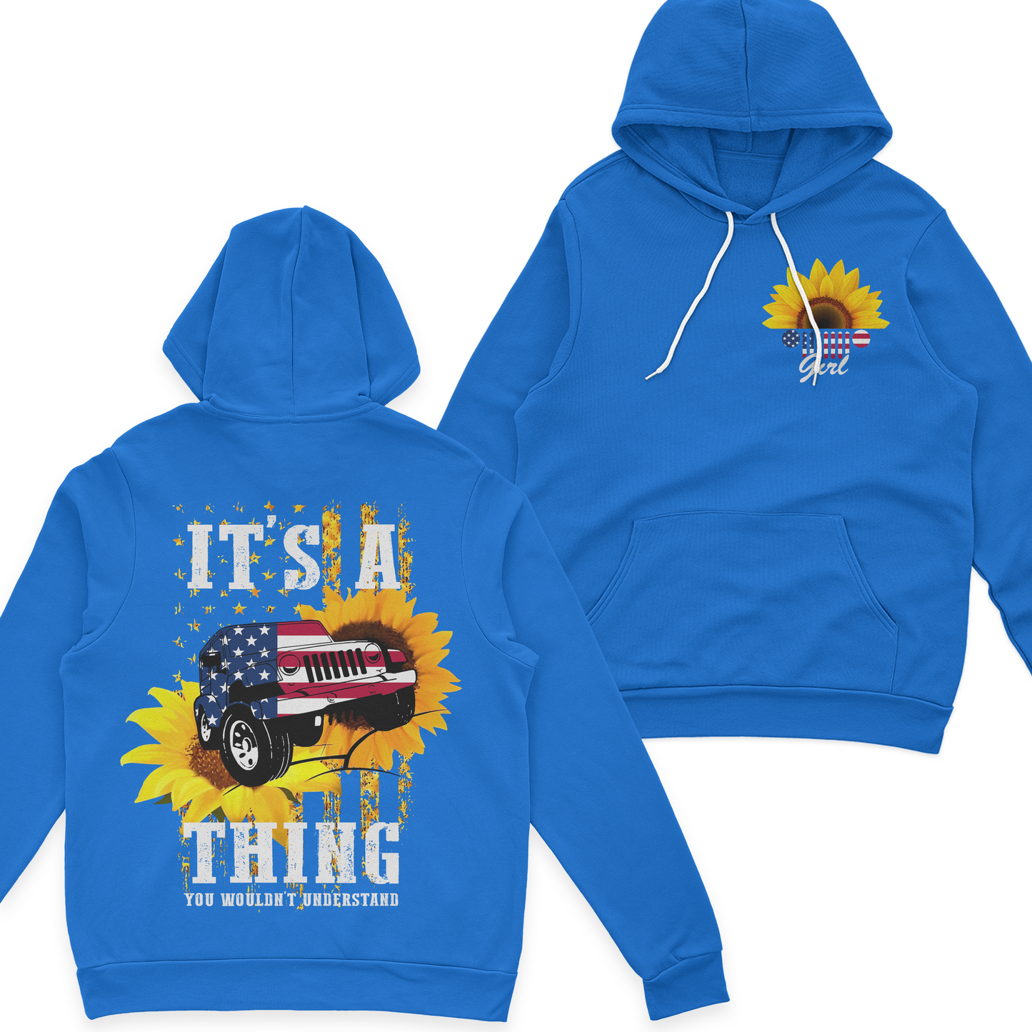 Jeep Girl Sunflower It's A Jeep Thing American Flag T-Shirt Hoodie