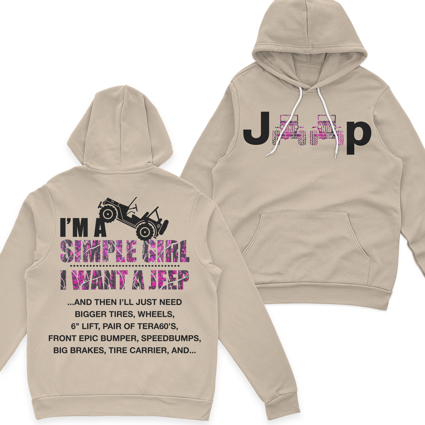 Jeep I'm A Simple Girl Camo T-Shirt Hoodie