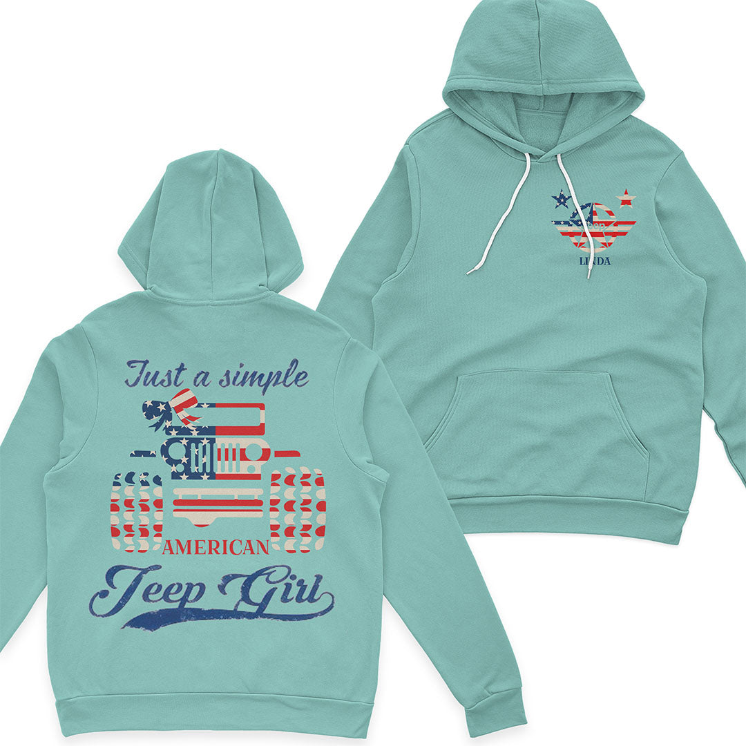 Personalized Jeep Just a Simple American Girl US Independennce Day 4th Of July T-Shirt Hoodie