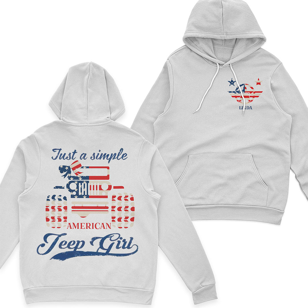 Personalized Jeep Just a Simple American Girl US Independennce Day 4th Of July T-Shirt Hoodie