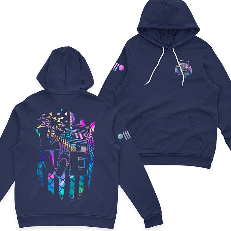 Jeep Girl Loves Beach Holographic T-Shirt Hoodie
