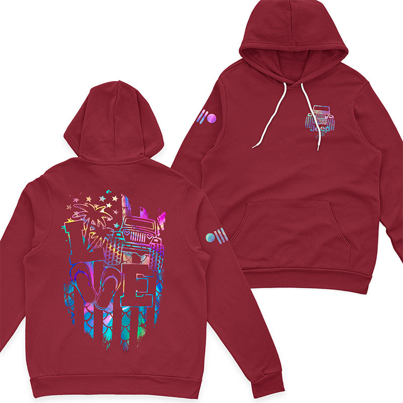 Jeep Girl Loves Beach Holographic T-Shirt Hoodie