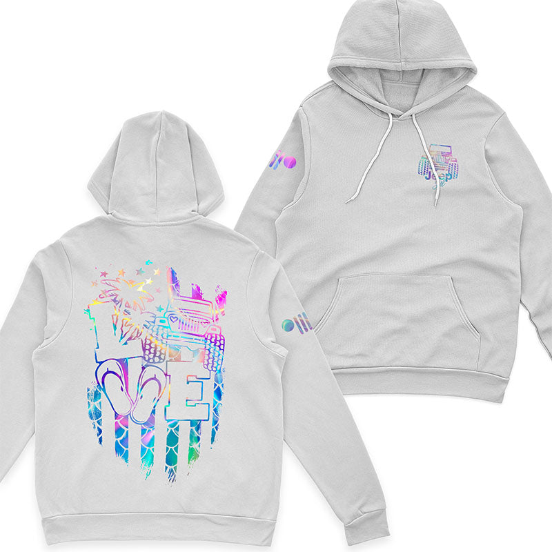 Jeep Girl Loves Beach Holographic T-Shirt Hoodie